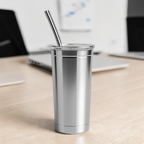 Nesr 24oz Stainless Steel Insulated Tumbler with Straw and Lid - Double-Wall Vacuum Coffee Mug